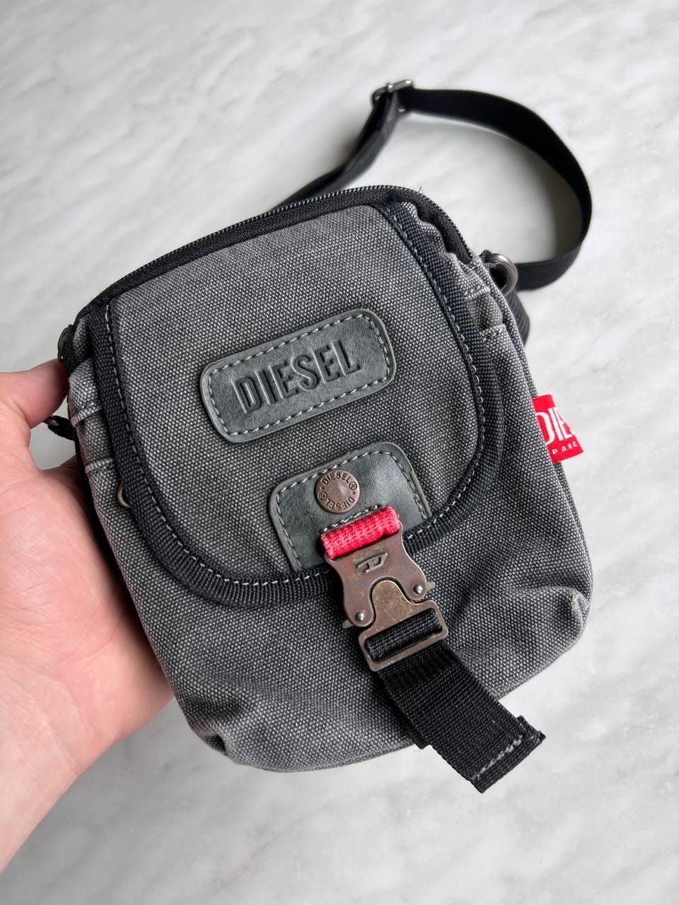 Diesel Vintage Y2K Denim Messenger Crossbody Bag Carabiner