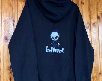 Sudadera con capucha y cremallera completa de Blind Skateboard Reaper, estilo retro, talla S, estilo esqueleto, años 2000