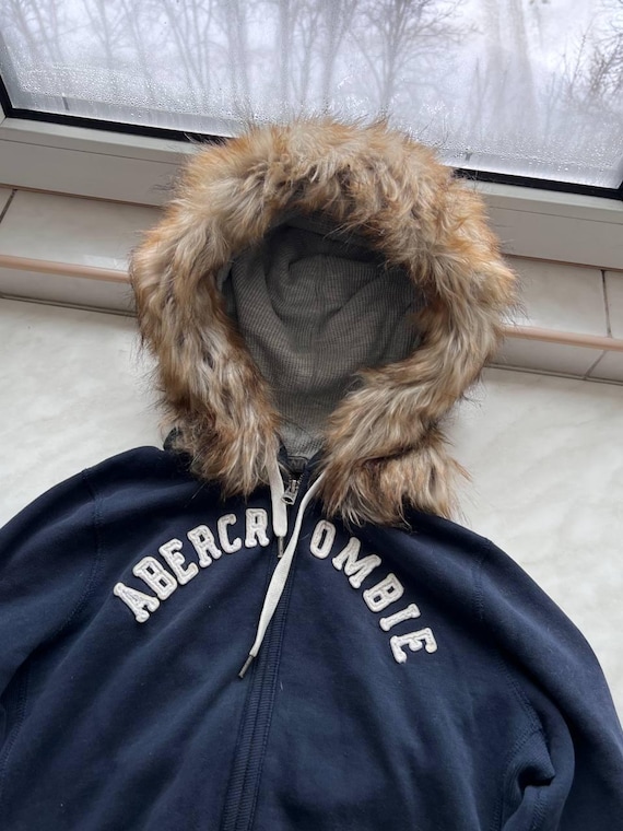 ✨希少✨【Abercrombie＆Fitbh】アバクロ y2kファージャケットL Abercrombie Fitch Faux Fur Fuzzy Full Zip Hoodie Y2K LGB Hype