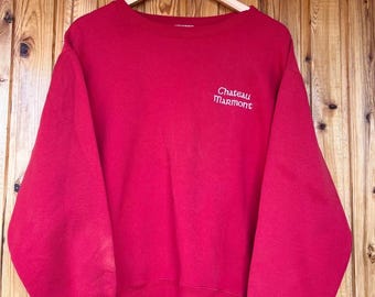 90s vintage chateau marmont hotel l.a. red used sweatshirt crewneck sz m usa Rare 1990s