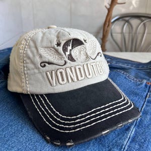 Vintage Von Dutch Skull Lightning pet/snapback in Y2K True Religion stijl uit de jaren 2000, zeldzaam. afbeelding 2
