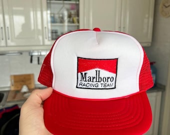 Vintage 80s Red Corduroy Marlboro Cigarettes Tobacco Sports Cap