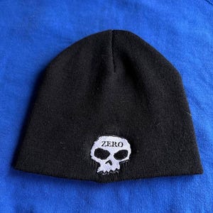 Vintage Zero Skateboarding Beanie Black Hat Logo Embroidered Hookups Fuct USA Rare