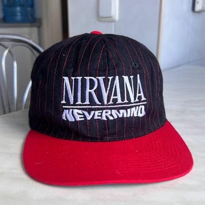 Nirvana Nevermind Snapback-Cap mit gesticktem Logo, Vintage 90er Jahre Musik-Merchandise Y2K, gebraucht, selten