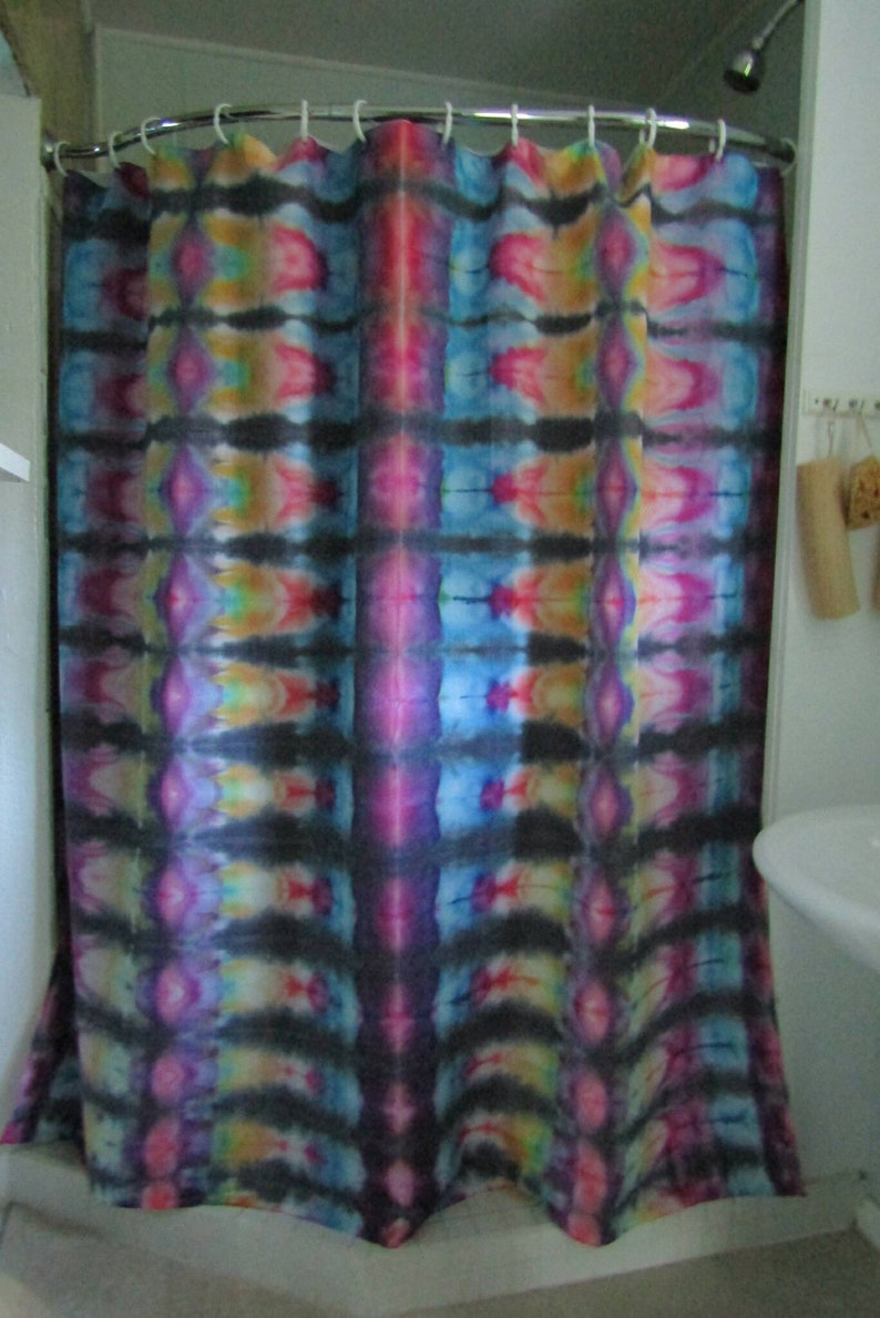 Ice Dyed Shower Curtain Bohemian Decor Colorful Shower Etsy