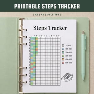 Steps Tracker Printable - Yearly Pixel Journal (Printable PDF) A4, A5 and US Letter
