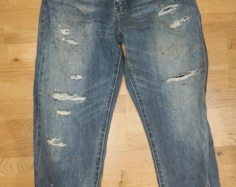 Pantalones Visvim SS Journeyman Tacked Crush 19SS, mezclilla desgastada, talla 2 para hombre