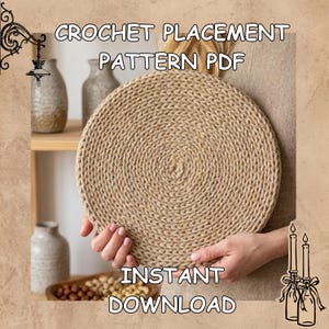 Modern Crochet Placemat Pattern PDF | Waistcoat Stitch Table Mat | Chunky Cotton Macrame Cord Charger | Easy Beginner Farmhouse Decor
