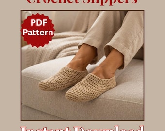 Easy Crochet Slippers Pattern PDF | Women's House Shoes Crochet Tutorial | Cozy Indoor Slippers | DIY Crochet Footwear