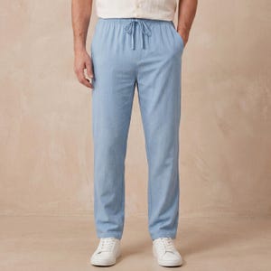 Pantalones de hombre con cintura elástica, corte holgado, ideales para el verano, con cordón ajustable.