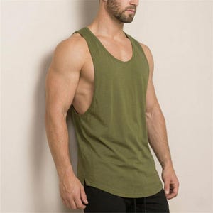 Men's Cotton Stringer Tank Top, Lightweight Gym Workout Shirt
