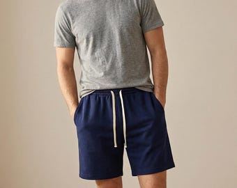 Men's Polyester Lounge Shorts, Drawstring Summer Workout Sweatpants