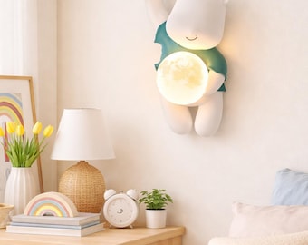 Bär Mond Wandlampe - Kinderzimmer Nachtlicht, Kinderzimmer Dekor, LED-Beleuchtung