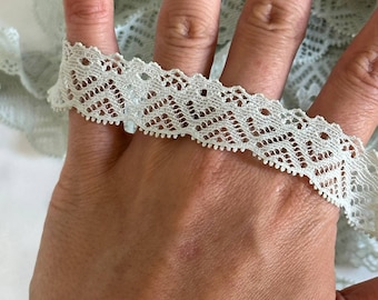0.7" Sage Green Stretch Lace Trim Mint Elastic Scalloped Picot Edge Lace Trim for Lingerie Underwear Garment Sewing Crafts by the Yard