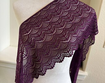 9" Plum Purple Stretch Lace Trim Wide Chevron Wave Elastic Lace for Lingerie Underwear Garment Sewing Crafts Bridal Veils by the Yard