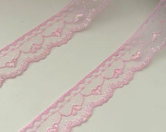 10 yardas de encaje rosa con forma de corazón, cinta no elástica de 1 pulgada, liquidación al por mayor de encaje Coquette Y2K, adorno para prendas de vestir, costura DIY, venta al por menor y al por mayor