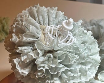 1" Sage Green Ruffled Lace Trim Pleated Elastic Ruffle Lace Trim for Scrunchies Lolita Hair Bows Garment Sewing Crafts by the Yard