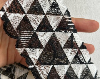 2.25" Black White Geometric Lace Trim Floral Mesh Ribbon by the Yard for Lingerie Underwear Doll Clothes Goth Punk Sewing Crafting DIY