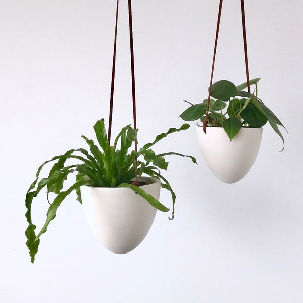 Hanging Bullet Planter, Size Small or Medium, Ceramic Porcelain Planter, Small Hanging Planter, Medium Hanging Planter