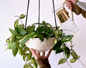 Medium Hanging Planter, Porcelain Ceramic, Geometric Faceted or Smooth finish, choose your Cording