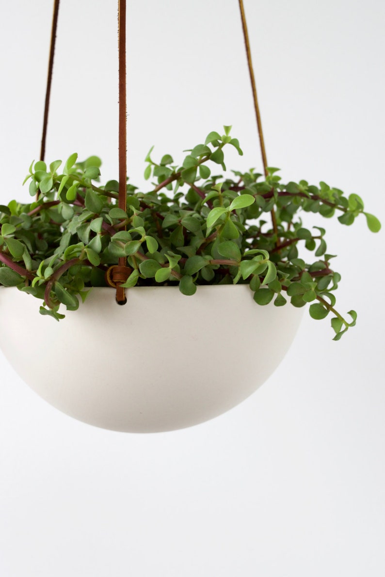 Medium Hanging Planter, Porcelain Ceramic, Geometric Faceted or Smooth finish, choose your Cording image 3