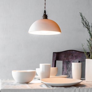 Translucent Porcelain Pendant Light: Modern Ceramic Lighting, Medium Size
