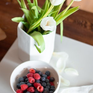 Porcelain Berry Bowl Colander, White Ceramic Berry Bowl, Handmade Ceramic Colander image 3