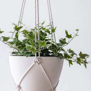 Hanging Macramé Planter, Large Hanging Planter, White Ceramic Planter, Bullet Planter image 2