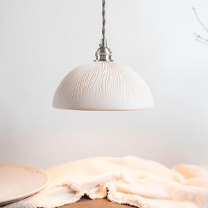 Carved Porcelain White Pendant Light Fixture, Modern Light Pendant, Handmade Ceramic Light