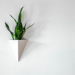 White Ceramic Triangle Wall Planter: Modern Geometric Decor