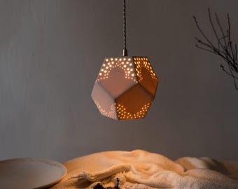 Mosaic Geometric Pendant Light, Lantern Pendant Light, Eastern Inspired Light Fixture, Ceramic Pendant Light, Geometric Design