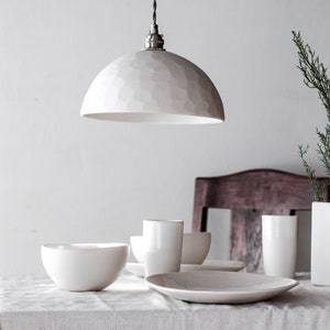 Translucent Porcelain Pendant Light: Large Modern Ceramic Lighting