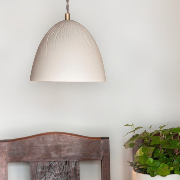 Ceramic Pendant Light, Hand Carved Ceramic Light, Translucent Porcelain Light, Modern White Pendant