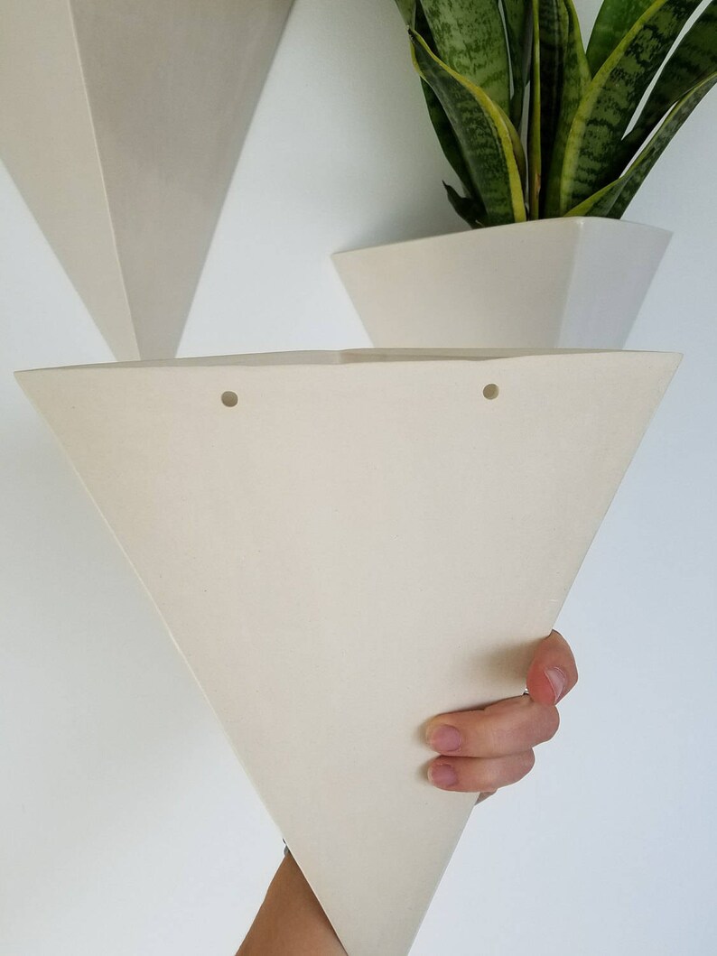 Ceramic Wall Planter, White Wall Planter, Geometric Wall Planter, Porcelain Planter image 2