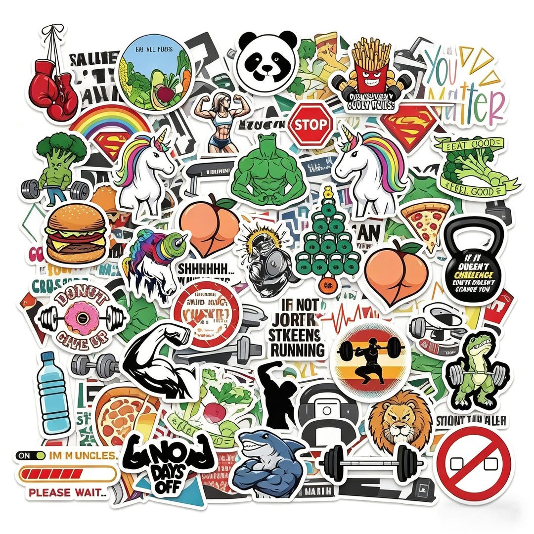 Exersice Sticker Motivational Fitness Sticker Pack 50PCS, Gym, Workout Stickers, Funny ...