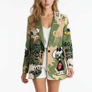Snoopy-Blazer, Snoopy-Militärjacke, Snoopy-Liebesblazer, Snoopy-Fanartikel, Geschenke für sie