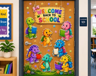 Editable Dinosaur Classroom Door Decor bundle | Teacher Door Sign Template | Welcome Back To School Kit| Dinosaur Classroom Theme