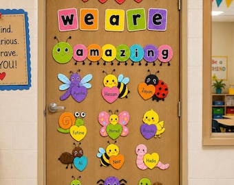 Editable Insect Classroom Door Decor | We Are Amazing Classroom Door | Student Name Tags | Canva Template | Back to School Decor