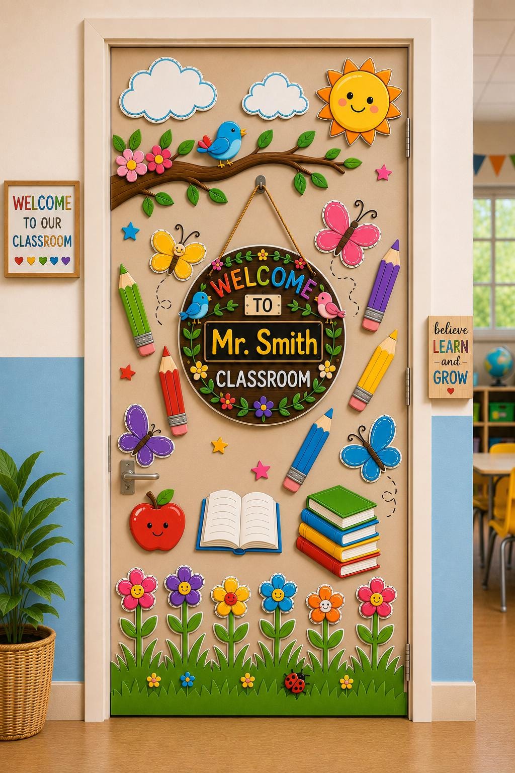 Personalized Classroom Door Sign PNG Bundle | Teacher Name Door Decor ...
