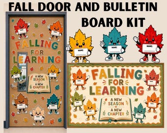 Editable Canva Fall Classroom Door Decor | Falling for Learning Door Kit | Fall Bulletin Board Kit | Back to School Classroom Decor