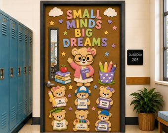Editable Canva Classroom Door Decor | Small Minds Big Dreams Door Kit | Welcome Back Teacher Door Sign | Back to School Decor