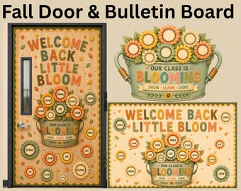 Editable Classroom Door Decor And Fall Bulletin Board Kit | Back to School Classroom Door Kit | Teacher Welcome Sign | Canva Template