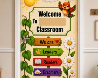 Classroom Door Decor Kit |Garden Classroom Decor |Welcome Classroom Door |Printable Bulletin Board Kit |Teacher Door Decor.Classroom Cutouts