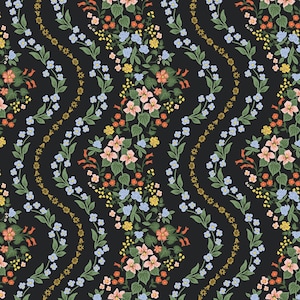 Cotton + Steel RIFLE PAPER CO Dahlia Wildwood Vines Black (Metallic)