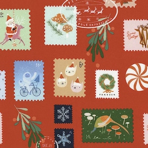 Moda TINY CHRISTMAS by Lizzy House Christmas Stamps Red