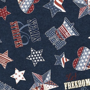 Wilmington Prints STARS OF VALOR Patriotic Toss Navy