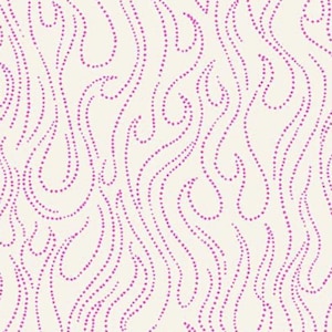 May include: Cream-colored fabric with a repeating pattern of magenta dotted lines that curve and swirl across the surface. The design resembles flames or flowing ribbons. The words "RUBY STAR SOCIETY" are printed at the bottom.