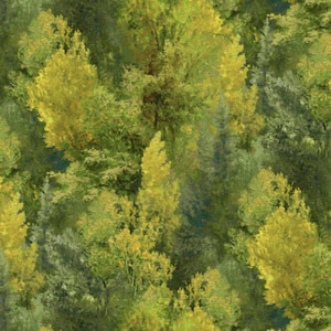 P&B Textiles AUTUMN RETREAT Trees Green