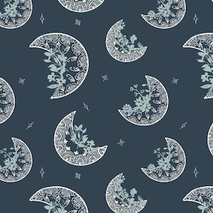 Cotton + Steel SERENDIPITY&#39;S SYMPHONY by Niyavii Design Night Sky Deep Cerulean