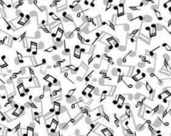 STOF Fabrics by Blank Quilting - S Best Bits - Music Notes - White